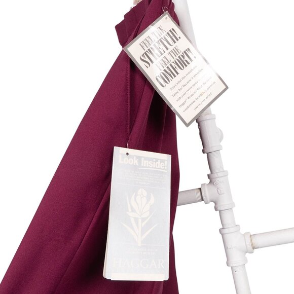 Haggar Pleated Front Pants VTG Womens NEW Magenta Pink Stretch Dress Casual - Picture 5 of 7